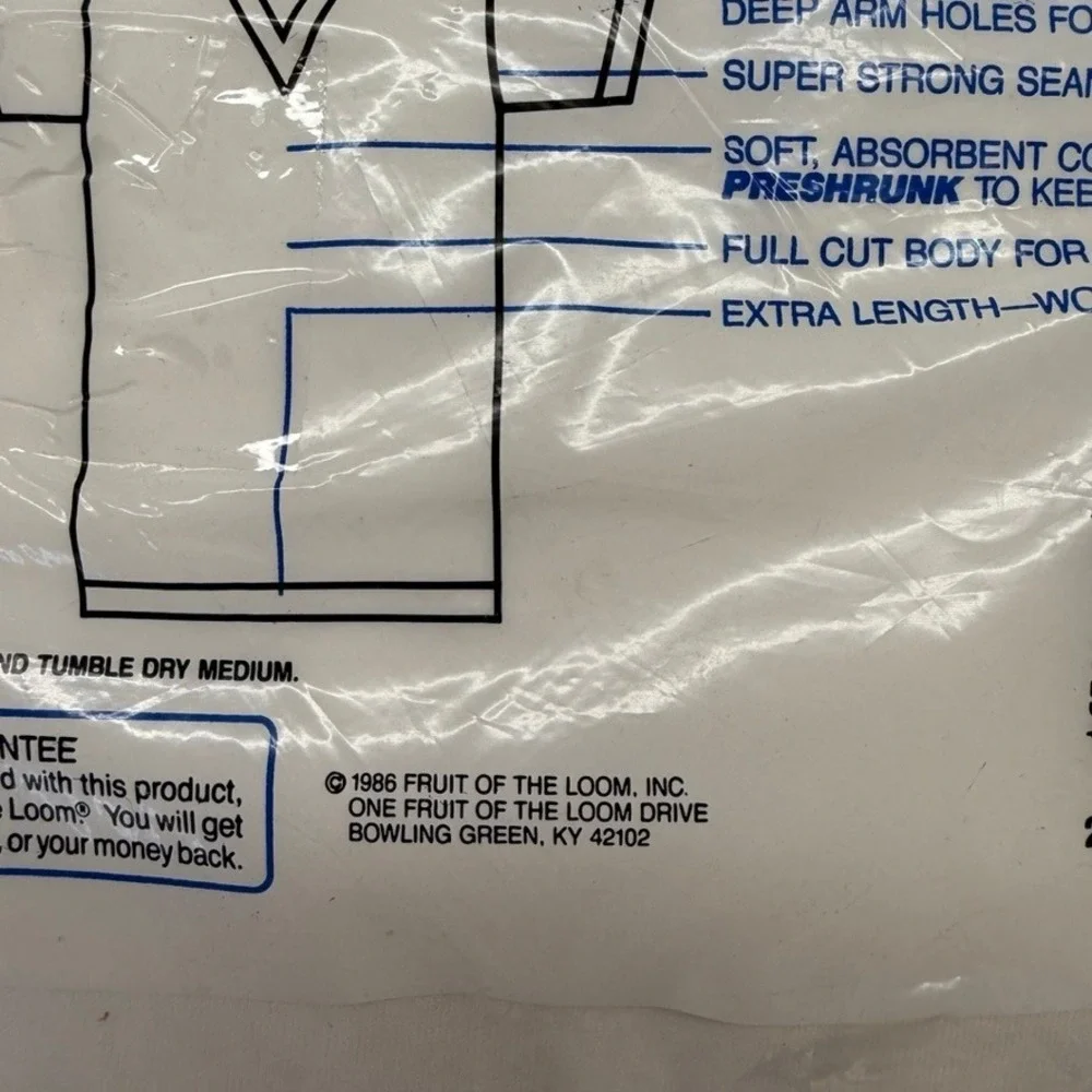 Vintage Fruit of the Loom 3 Pack Shirts Mens XL White All Cotton 80s Blank NEW